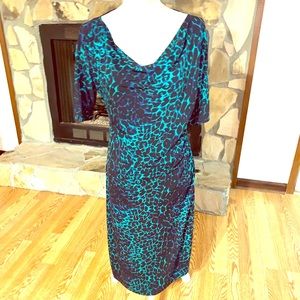 BCBGMaxazria cowl neck fitted dress